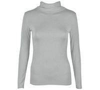 REAL LIFE FASHION LTD Womens Polo Turtle Neck Tshirt Long Sleeve Jumper Casual Wear Outdoor Summer Top Party Wear Sleeve Shirt (Light Grey Long Sleeve Polo Jumper UK 20-22)