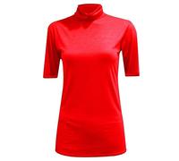 REAL LIFE FASHION LTD Womens Polo Turtle Neck Tshirt Short Sleeve Jumper Casual Wear Outdoor Summer Top Party Wear Sleeve Shirt (Red Short Sleeves Polo Jumper UK 12-14)