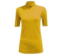 REAL LIFE FASHION LTD Womens Polo Turtle Neck Tshirt Short Sleeve Jumper Casual Wear Outdoor Summer Top Party Wear Sleeve Shirt (Mustard Short Sleeves Polo Jumper UK 24-26)