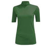 REAL LIFE FASHION LTD Womens Polo Turtle Neck Tshirt Short Sleeve Jumper Casual Wear Outdoor Summer Top Party Wear Sleeve Shirt (Bottle Green Short Sleeves Polo Jumper UK 20-22)