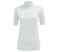REAL LIFE FASHION LTD Womens Polo Turtle Neck Tshirt Short Sleeve Jumper Casual Wear Outdoor Summer Top Party Wear Sleeve Shirt (Cream Short Sleeves Polo Jumper UK 24-26)