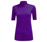 REAL LIFE FASHION LTD Womens Polo Turtle Neck Tshirt Short Sleeve Jumper Casual Wear Outdoor Summer Top Party Wear Sleeve Shirt (Purple Short Sleeves Polo Jumper UK 16-18)
