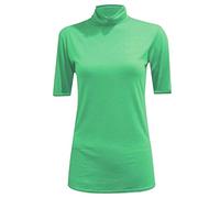 REAL LIFE FASHION LTD Womens Polo Turtle Neck Tshirt Short Sleeve Jumper Casual Wear Outdoor Summer Top Party Wear Sleeve Shirt (Jade Green Short Sleeves Polo Jumper UK 20-22)