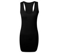 REAL LIFE FASHION LTD Womens Racer Back Vest#(Black Plain Sleeveless Scoop Neck Bodycon Racer Back Vest Top#UK 12-14#Womens)