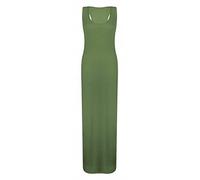 REAL LIFE FASHION LTD Womens Racer Muscle Back Jersey Long Summer Maxi Dress#(Khaki Plain Maxi Dress#UK 20-22#Womens)