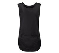 REAL LIFE FASHION LTD Womens Round Neck Pocketed Tabard Ladies Cleaning Catering Work Wear Apron Adults Kitchen Panty Works Plain Vest Restaurant Hotel Worker Sleeveless Top (Black Small)