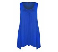 Womens Ruched Front Hanky Hem Vest Top Sleeveless Flared Shirt Ladies Party Wear Scoop Neck Shirts Street Casual Wear Lightweight Swing Tunic Top (Royal Blue UK 20-22)