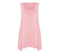REAL LIFE FASHION LTD Womens Ruched Front Hanky Hem Vest Top Sleeveless Flared Shirt Ladies Party Wear Scoop Neck Shirts Street Casual Wear Lightweight Swing Tunic Top (Baby Pink UK 16-18)