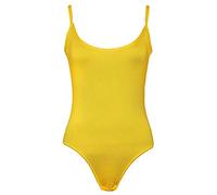 REAL LIFE FASHION LTD. Womens Strappy Sleeveless Crop Cami Top Ladies Bodysuit Plain Camisole Vest Top#(Lemon Bodysuit Plain Camisole Vest Top#UK 12-14#Womens)