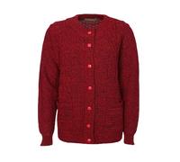 REAL LIFE FASHION LTD Womens Waffle Marl Effect 7 Buttoned Cardigan Cable Chunky Knitted Jumper Ladies Winter Warm Long Sleeve Pocketed Cardigan Sweater Dark Red UK 22