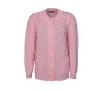 REAL LIFE FASHION LTD Womens Waffle Marl Effect 7 Buttoned Cardigan Cable Chunky Knitted Jumper Ladies Winter Warm Long Sleeve Pocketed Cardigan Sweater Baby Pink UK 14