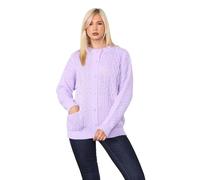 REAL LIFE FASHION LTD Womens Waffle Marl Effect 7 Buttoned Cardigan Cable Chunky Knitted Jumper Ladies Winter Warm Long Sleeve Pocketed Cardigan Sweater Lilac UK 14