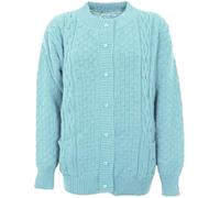REAL LIFE FASHION LTD Womens Waffle Marl Effect 7 Buttoned Cardigan Cable Chunky Knitted Jumper Ladies Winter Warm Long Sleeve Pocketed Cardigan Sweater Sky Blue UK 18