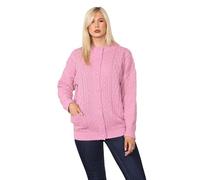 REAL LIFE FASHION LTD Womens Waffle Marl Effect 7 Buttoned Cardigan Cable Chunky Knitted Jumper Ladies Winter Warm Long Sleeve Pocketed Cardigan Sweater Dusty Pink UK 16
