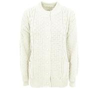 REAL LIFE FASHION LTD Womens Waffle Marl Effect 7 Buttoned Cardigan Cable Chunky Knitted Jumper Ladies Winter Warm Long Sleeve Pocketed Cardigan Sweater Cream UK 20
