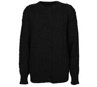 REAL LIFE FASHION LTD Womens Waffle Marl Effect 7 Buttoned Cardigan Cable Chunky Knitted Jumper Ladies Winter Warm Long Sleeve Pocketed Cardigan Sweater Black UK 16