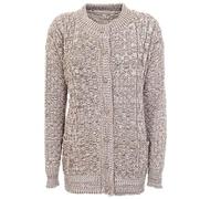 REAL LIFE FASHION LTD Womens Waffle Marl Effect 7 Buttoned Cardigan Cable Chunky Knitted Jumper Ladies Winter Warm Long Sleeve Pocketed Cardigan Sweater Marl Stone UK 18