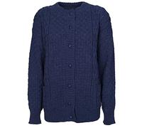 REAL LIFE FASHION LTD Womens Waffle Marl Effect 7 Buttoned Cardigan Cable Chunky Knitted Jumper Ladies Winter Warm Long Sleeve Pocketed Cardigan Sweater Navy UK 20