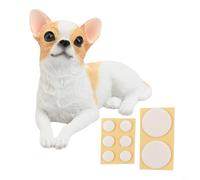 Real Life Sitting Chihuahua Figurine Highly Detailed ResinGarden Statue| Frost ResistantOutdoor Décor for Patio Lawn Yard,| 8x4x5.2cm(Khaki White)