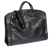 Real Luxury Leather Suit Dress Garment Carrier Bag HOL933 Black