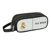 Real Madrid 1st Team 24/25 - Triple Zip Case, Children's Pencil Case, Ideal for Children from 5 to 14 Years, Comfortable and Versatile, Quality and Resistance, 21 x 7 x 8.5 cm, White/Grey, white/grey,