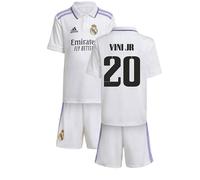 Real Madrid 2022 - 2023 Home Mini Kit - Vini Jr 20 in White | Size: 3-4 Years Real Madrid White 3-4 Years