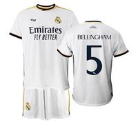 Real Madrid 2023-2024 Bellingham 5 Official Replica Official Licensed Children's Jersey and Trousers Set, white, 6 Years