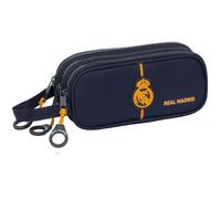 Real Madrid 2nd Team 24/25 - Triple Zip Pencil Case, Children's Pencil Case, Ideal for Children from 5 to 14 Years, Comfortable and Versatile, Quality and Resistance, 21 x 7 x 8.5 cm, Navy Blue, navy,