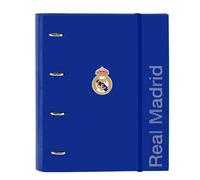 Real Madrid - 4 Ring Binder 35 cm with 100 A4 Sheets, Ideal for Children of Different Ages, Comfortable and Versatile, Quality and Resistance, 27 x 3.5 x 32 cm