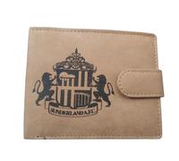 Real Madrid AFC Sunderland Design RFID tan Leather Wallet in Grey Velvet Presentation Bag