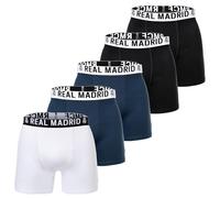 Real Madrid Boxer Shorts for Boys, Pack of 5 - Officially Licensed Product | Underwear Set, 95% Cotton | Fan Gift for Children with Logo Waistband | White/Dark Blue/Black 140