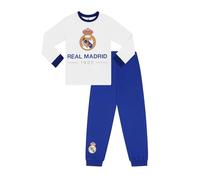 Real Madrid Boys CF Long Football Pyjama Set PJs for Kids (9-10 Years) White