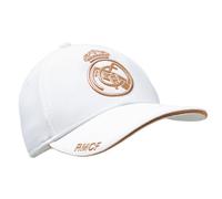 Real Madrid Cap White Gold Shield Embossed Adult Unisex Adjustable | Official Product, white, 30