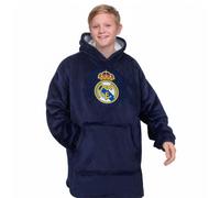 Real Madrid Cf Childrens/kids Crest Oversized Blanket Hoodie Navy Blue (10-14 Years)