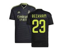 Real Madrid CF Men's 2022-2023 Real Madrid Third Shirt BECKHAM 23 in Black | Size: XL Real Madrid CF Black XL