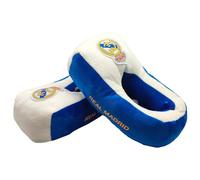Real Madrid Children's House Slippers, Blue and White Velvet, Padded with Official Logo, Size 30 to 37.