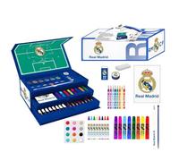 Real Madrid Coloreable Stationery Set - Complete School Case for Children with Markers, Colored Pencils and Official Accessories of the White Club for Drawing and Coloring, Real Madrid Briefcase
