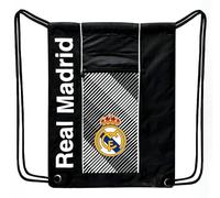 Real Madrid Drawstring Backpack, Officially Licensed Real M. Bag Sport Gym Sackpack., Black, M, Classic Backpack