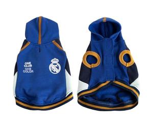 Real Madrid Fleece Dog Sweatshirt - Thermal Coat for Pets, Soft and Warm, Comfortable Fit, Official Football Design, Ideal for Winter