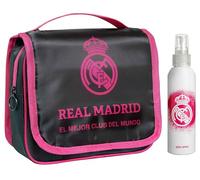 Real Madrid Hanging Toiletry Bag with Body Spray (150ml), Ideal Travel Companion, Eco-Friendly Toiletries Organizer for Women, Makeup Cosmetic Bag Perfect for Christmas, Birthday Gift or Everyday Use