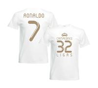 Real Madrid Junior 2012 Champions T-Shirt - Ronaldo 7 in White | Size: 9-11 Years Real Madrid White 9-11 Years