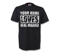 Real Madrid Junior Your Name Loves T-Shirt in Black | Size: 9-11 Years Real Madrid Black 9-11 Years