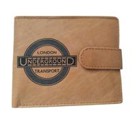 Real Madrid London Underground Design RFID tan Leather Wallet in Grey Velvet Presentation Bag