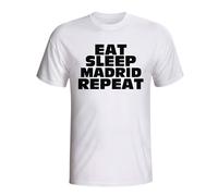 Real Madrid Men's Eat Sleep Repeat T-Shirt in White | Size: Medium Real Madrid White M