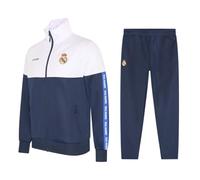Real Madrid Men's Tracksuit - Size S to XXL - Season 2024/2025 - Football Tracksuit - Official Suit, White, M