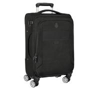 Real Madrid Premium Soft Cabin Trolley 20 Inches, Suitcase with Wheels, Security Lock, Lightweight Suitcase, 35 x 20 x 51 cm, Black, Black/White, Estándar, Casual