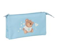 Real Madrid Preschool Blue - Triple Pencil Case, Children's Pencil Case, Ideal for School Age Children, Comfortable and Versatile, Quality and Resistance, 22 x 3 x 12 cm