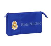 Real Madrid - Triple Pencil Case, Children's Pencil Case, Ideal for School Age Children, Comfortable and Versatile, Quality and Resistance, 22 x 3 x 12 cm