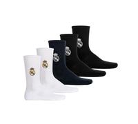 Real Madrid Unisex Socks, Pack of 5 - Officially Licensed Product | Cotton-blend tennis socks | Fan gift with embroidered logo |