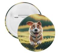 Real Maji Dog Running Badge Metal Round Pins, Lightweight Brooch for Backpack, Fashion Button Pins Badge for Shirts, Jackets, Shawl Coat, Unisex, 20PCS, Tinplate, metal round pins